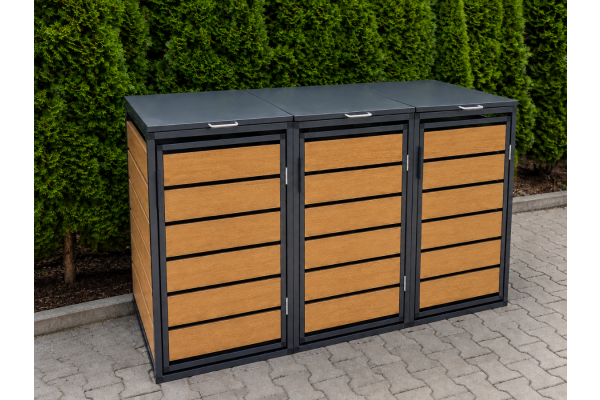 ZABUDOWA ŚMIETNIKOWA 3x120L kolor DREWNO